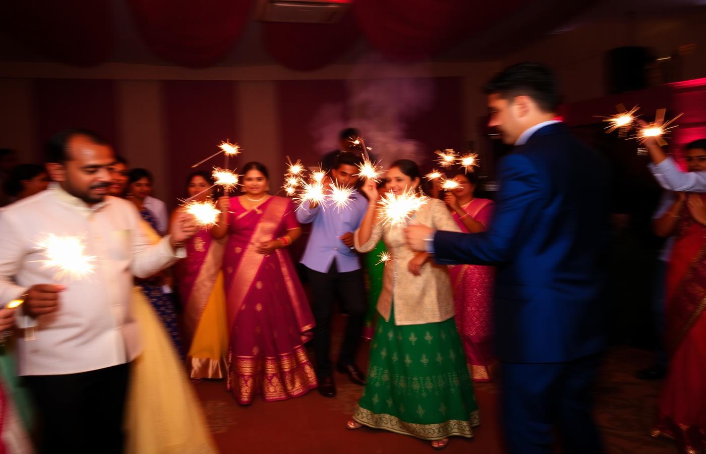 Sangeet night dancing with sparklers