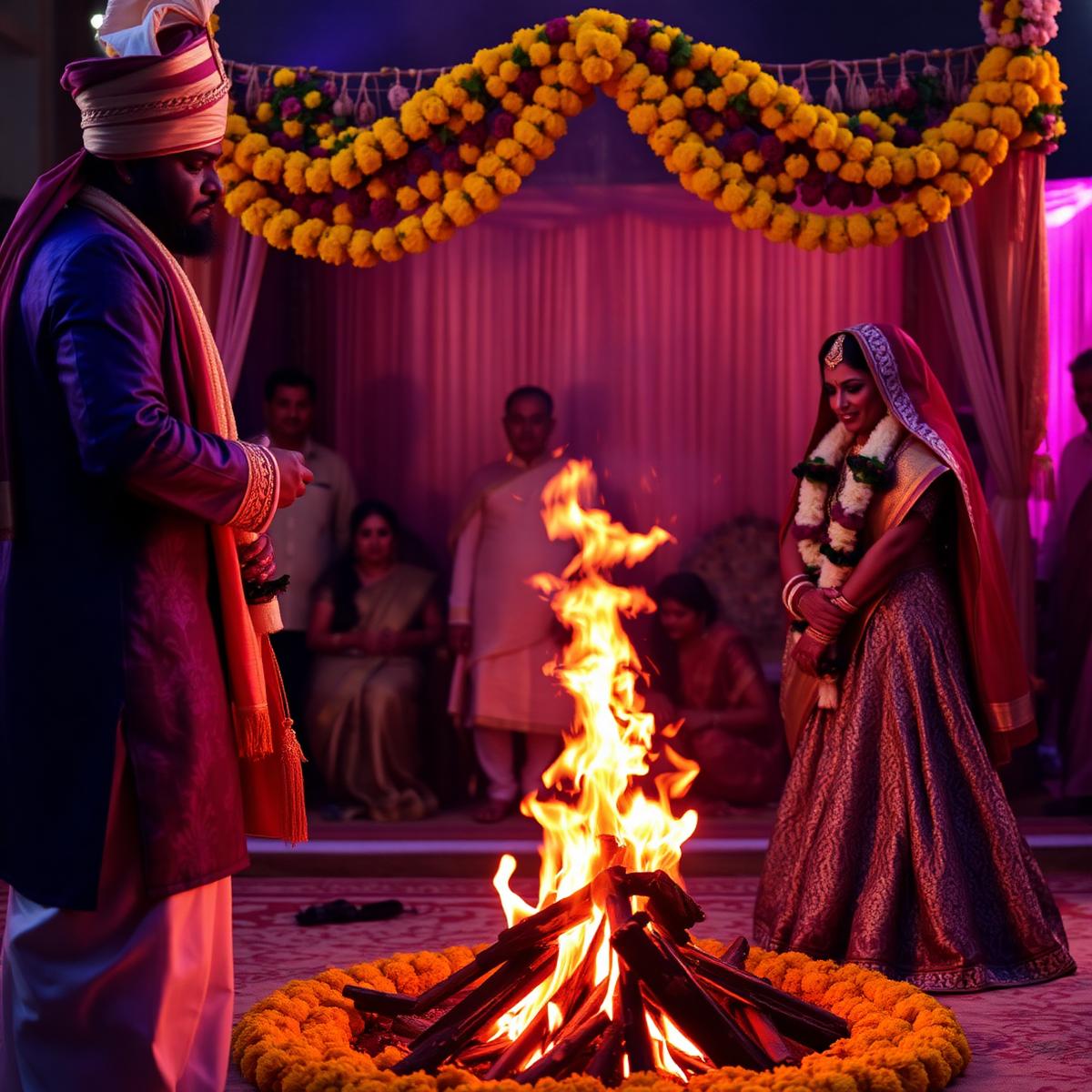 The sacred pheras around the holy fire