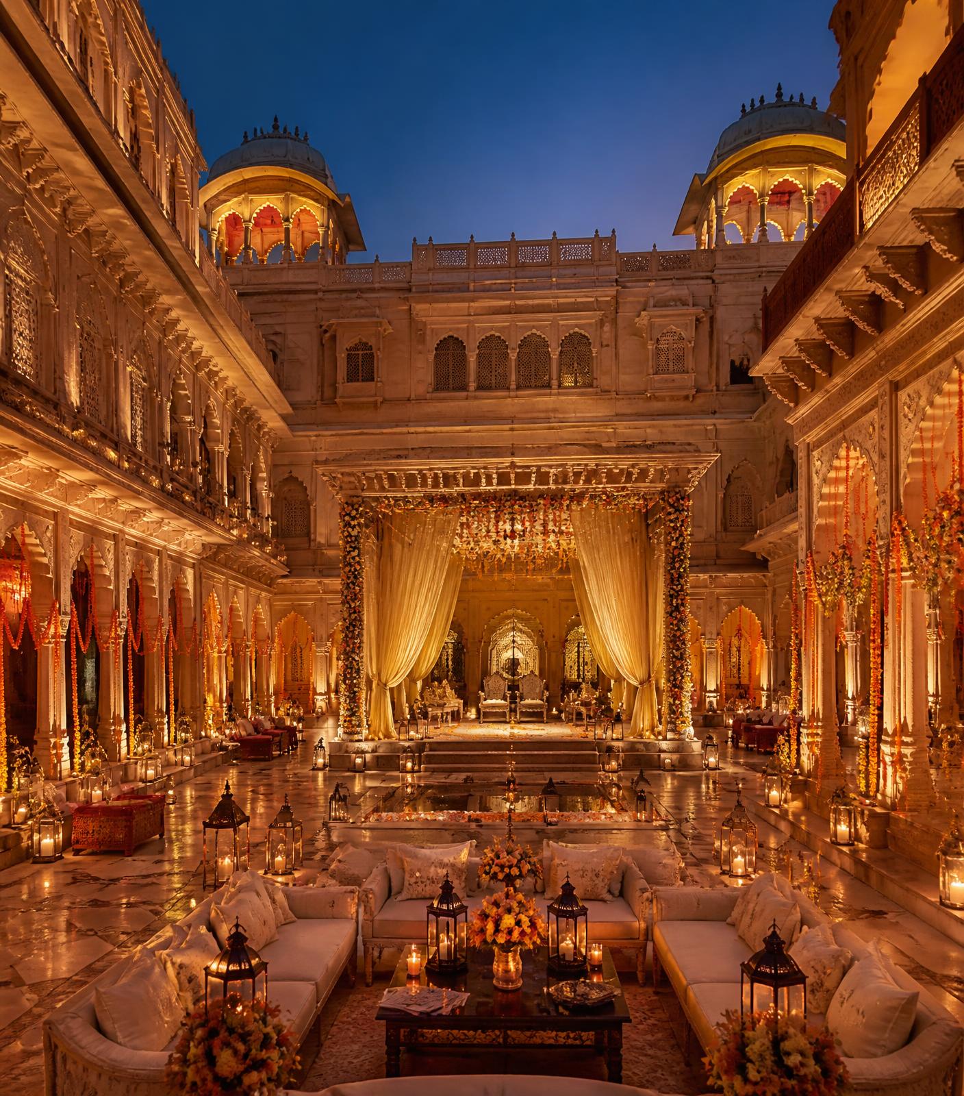 Umaid Bagh Palace decorated for the wedding